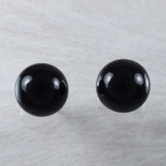 Gorgeous Large Hawaiian Genuine Black Coral Round Earring, 14KT Solid Yellow-Gold Black Coral Round Ball Stud Earring, E9376 Birthday Gift - Hawaii Treasures Shop