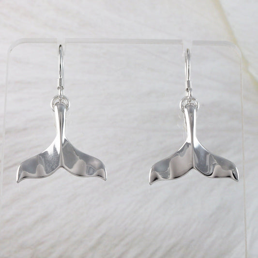 Unique Beautiful Hawaiian Large Whale Tail Earring, Sterling Silver Whale Tail Dangle Earring, E2006 Birthday Mom Mother Valentine Gift - Hawaii Treasures Shop