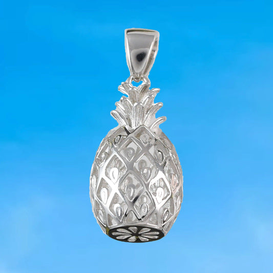 Beautiful Hawaiian Large 3D Pineapple Necklace, Sterling Silver 3D Pineapple Pendant, N6131 Birthday Mother Wife Mom Gift, Statement PC - Hawaii Treasures Shop