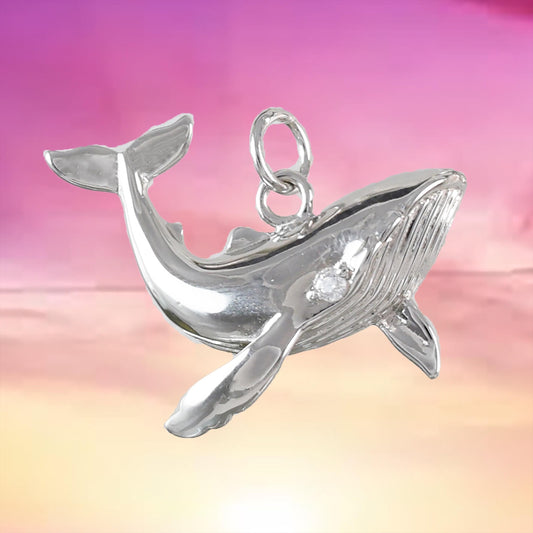 Unique Hawaiian Humpback Whale Necklace, Sterling Silver Hawaiian Whale Pendant, N6011 Birthday Mom Anniversary Mother Gift, - Hawaii Treasures Shop