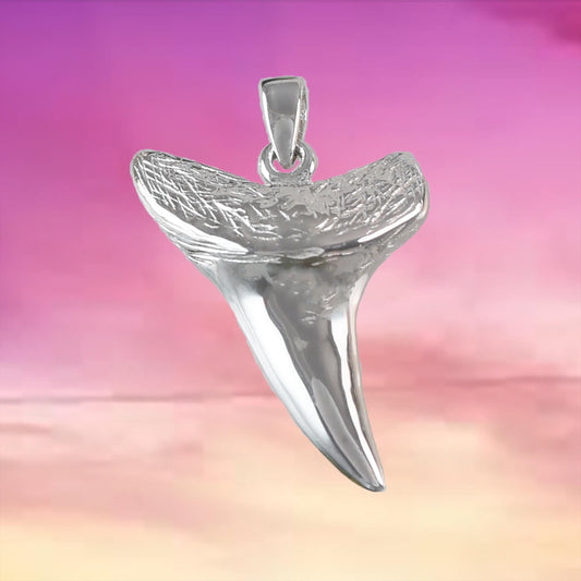 Unique Hawaiian 3D Solid Shark Teeth Necklace, Sterling Silver Shark Teeth Pendant, N6108 Birthday Mother Wife Mom Gift, Island Jewelry - Hawaii Treasures Shop