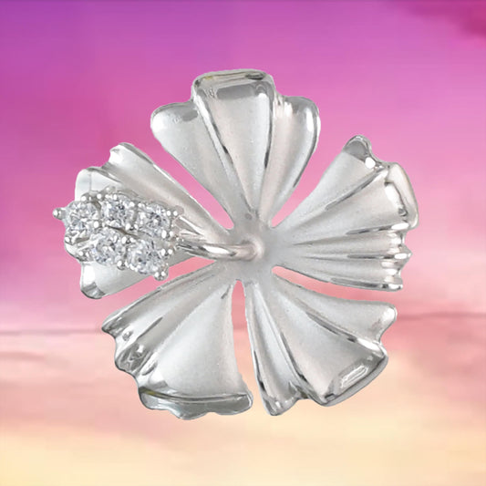 Beautiful Hawaiian Hibiscus Necklace, Official Hawaii State Flower, Sterling Silver Hibiscus CZ Pendant, N6134 Birthday Mother Mom Gift - Hawaii Treasures Shop
